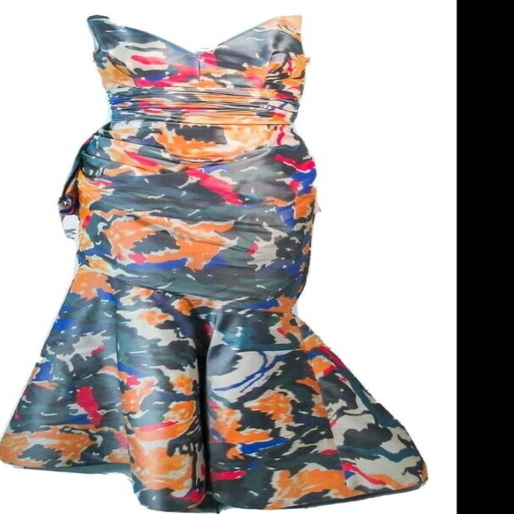 ◇$7,500 OSCAR DELA RENTA SILK FLORAL MULTI COLOR RUNWAY GOWN US 4 M - Picture 8 of 11